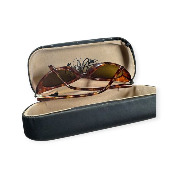 Maui Jim MJ-147-10 Oval Polarized Sunglasses Dark Brown Tortoise Frames Japan